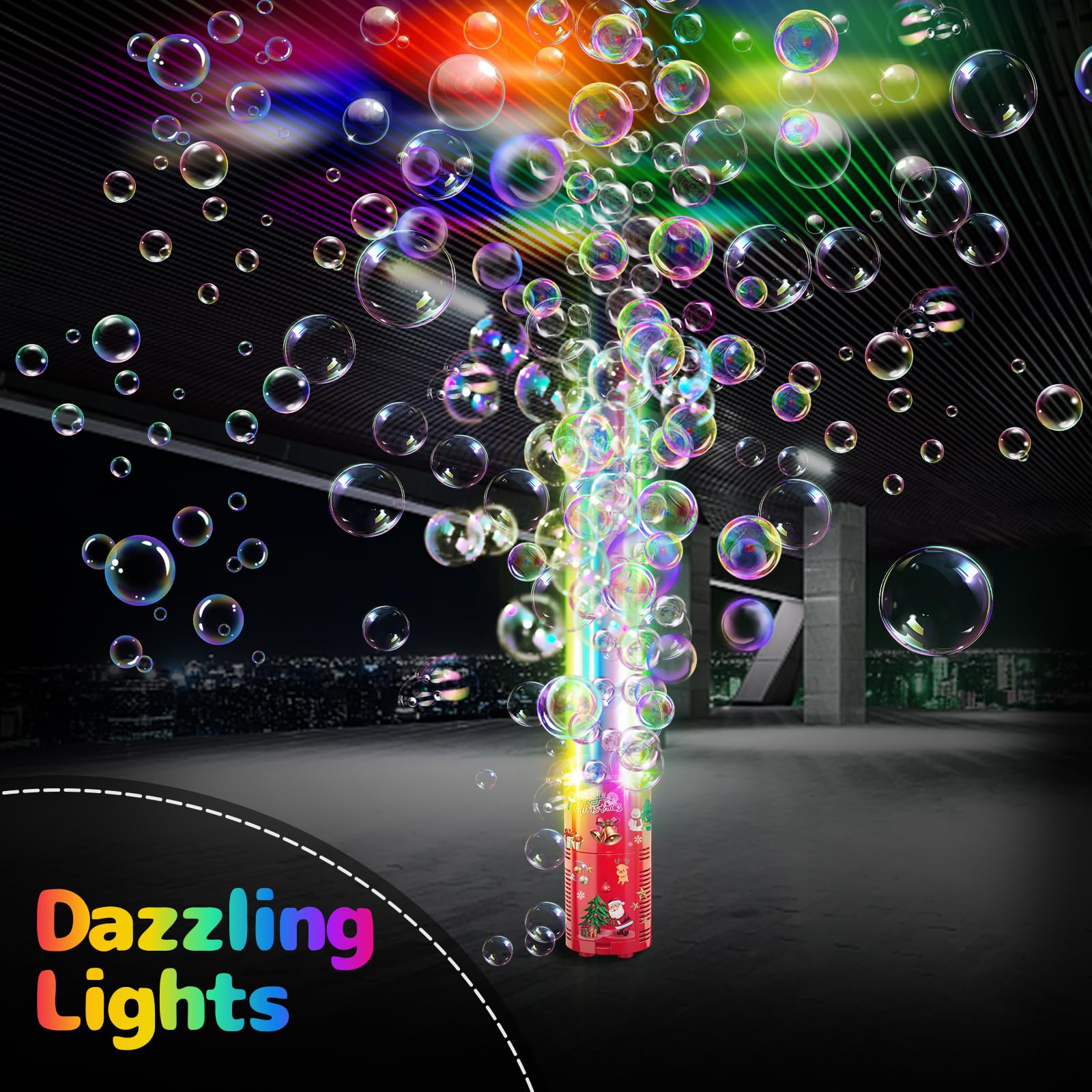 Ivtivfu Fireworks Bubble Machine is compact and portable for spontaneous fun.