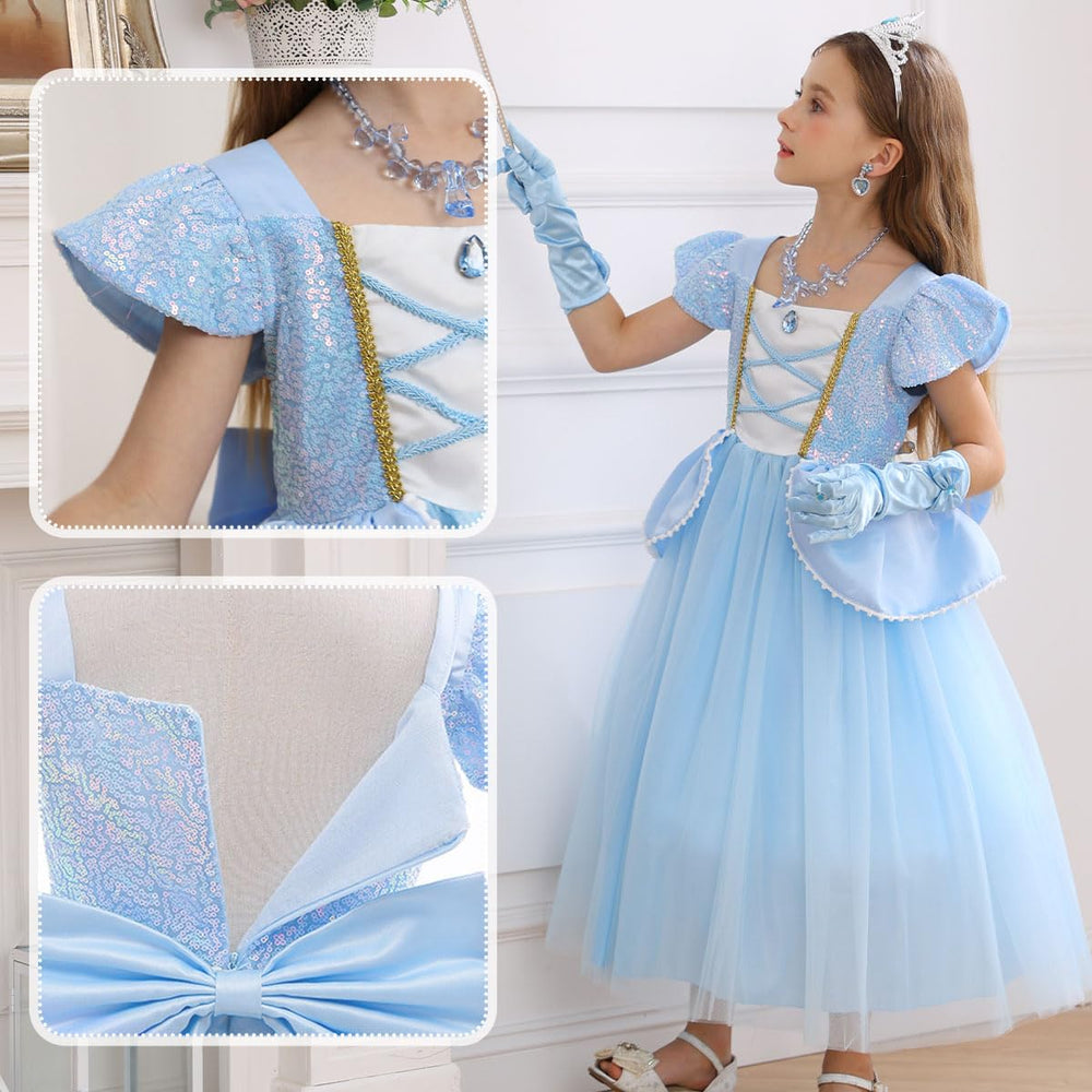 iTVTi blue princess dress neckline and sequin detail for sparkle on stage