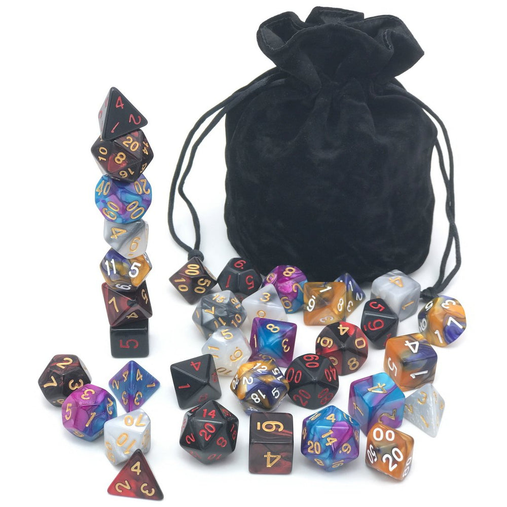 IvyFieldDice Blue and Gold dice set with pearled sheen for striking tables.