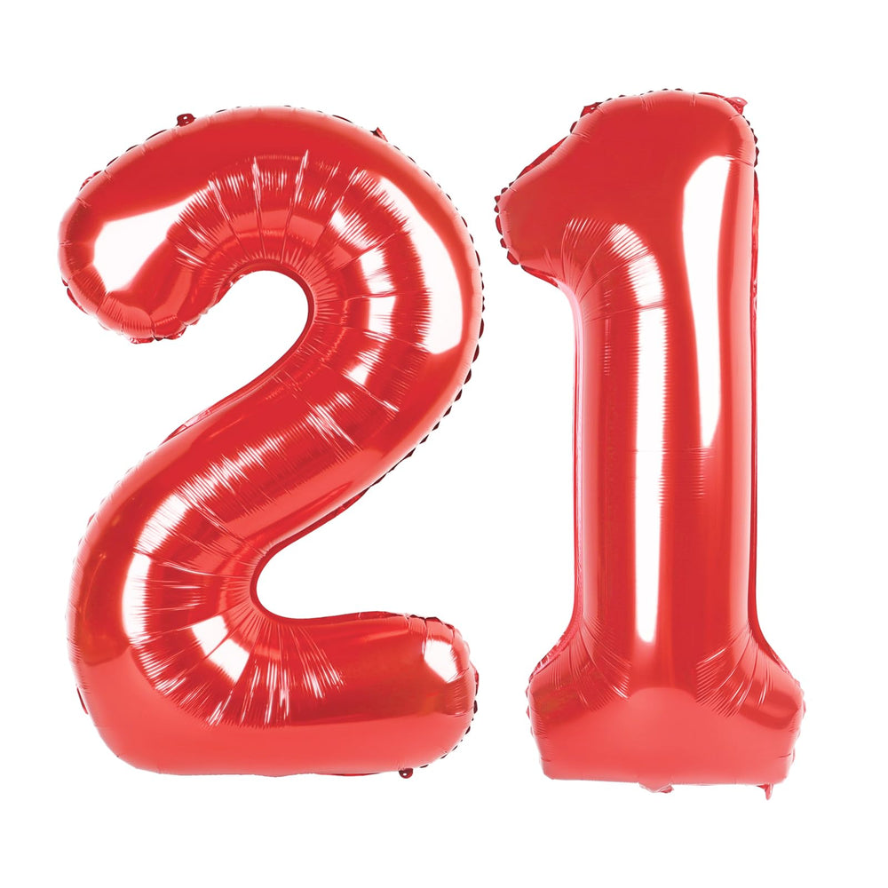 IWERP red 40-inch number 21 foil balloon serves as a striking centerpiece.