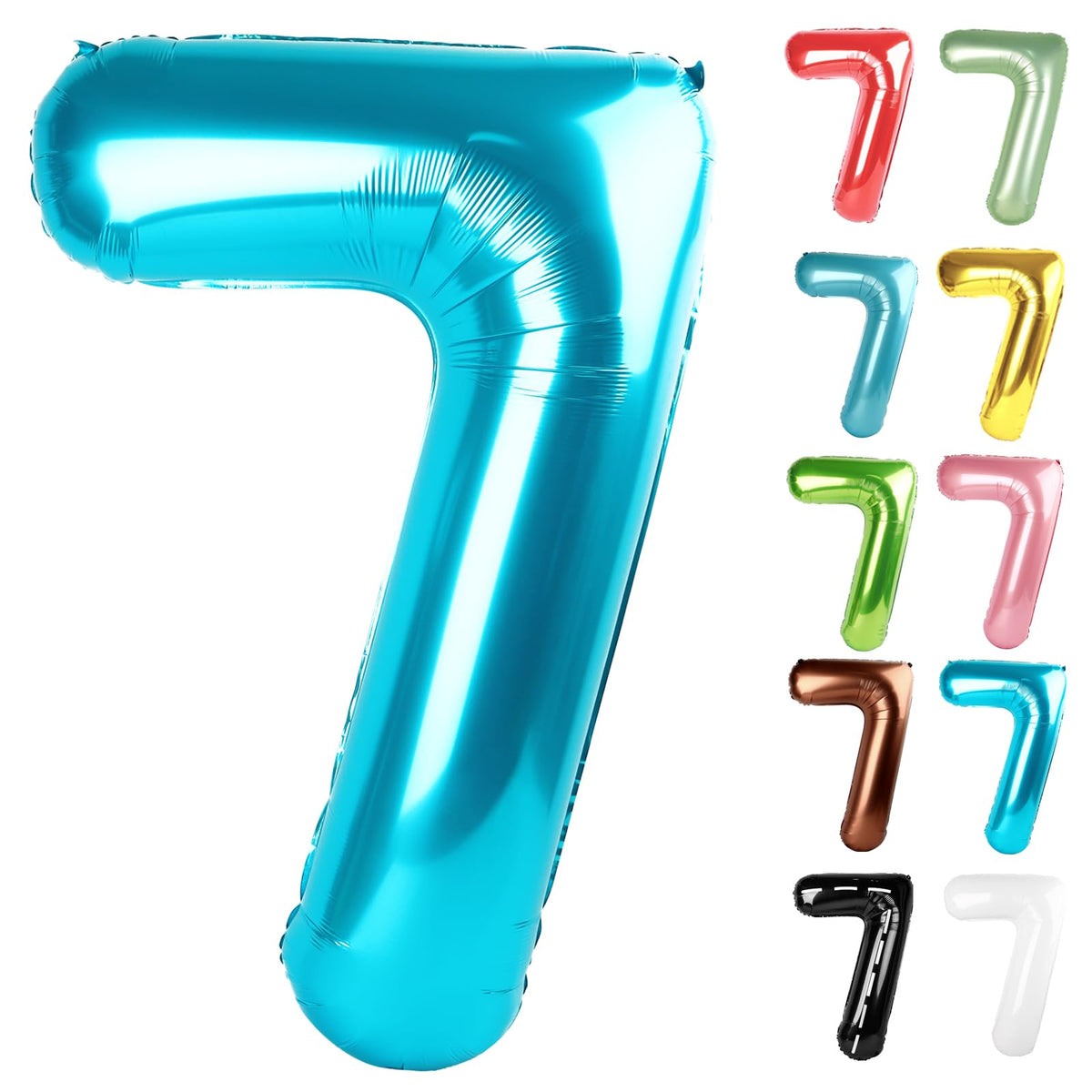 IWERP light blue 40-inch number 7 balloon for standout birthday photo backdrops.