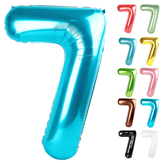 IWERP light blue 40-inch number 7 balloon for standout birthday photo backdrops.