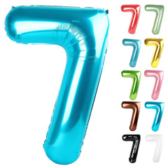 IWERP light blue 40-inch number 7 balloon for standout birthday photo backdrops.