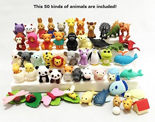 Iwako Animal Collection erasers inside packaging display diverse animal figures for creative school use.