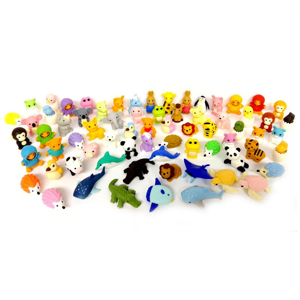 Iwako animal erasers pack 20 with colorful designs for classroom creativity