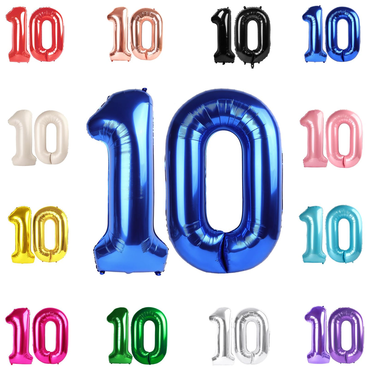 IWERP 10-balloon-number 40-inch metallic blue for bold photo backdrops and celebrations.