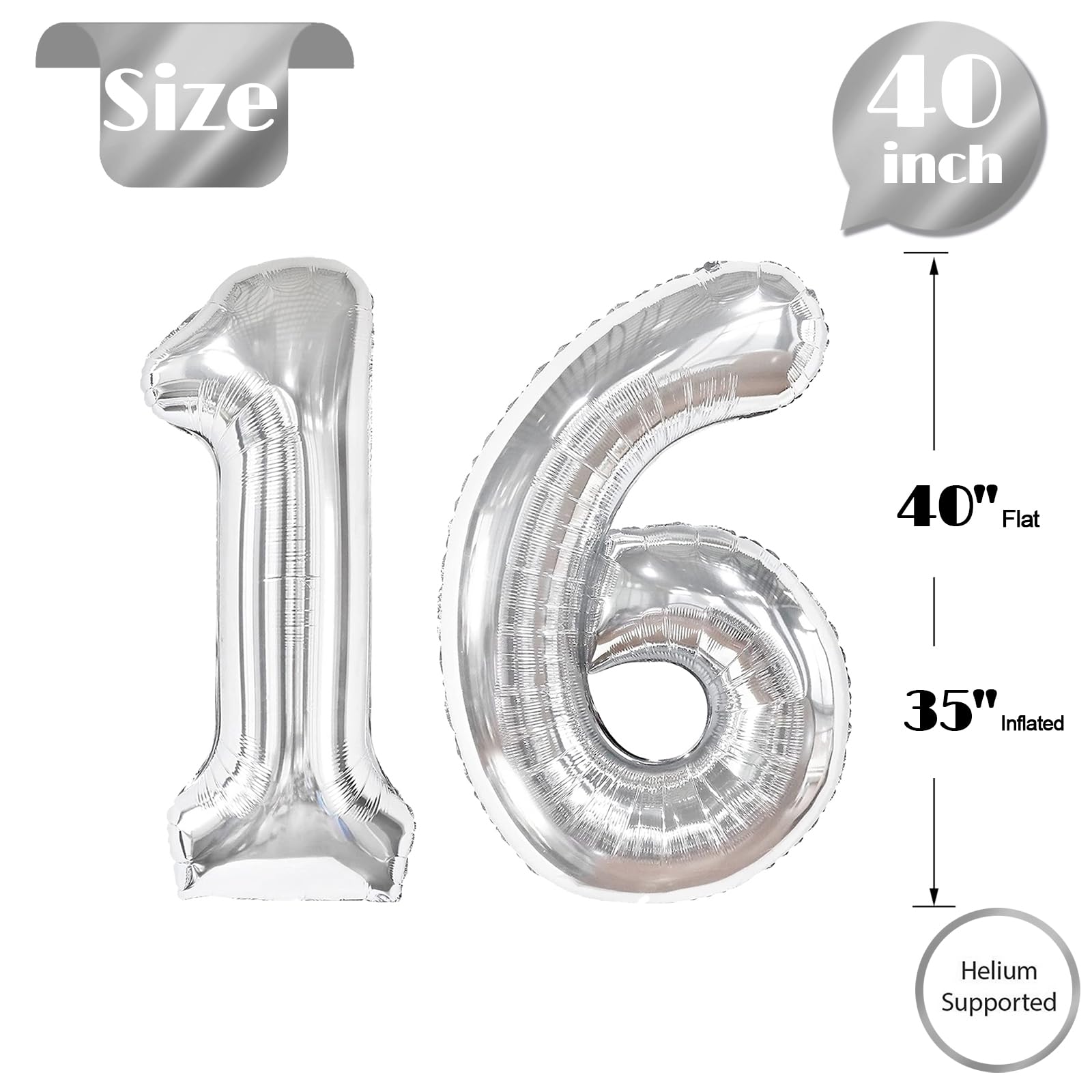 IWERP durable self-sealing 16th birthday balloon for reuse