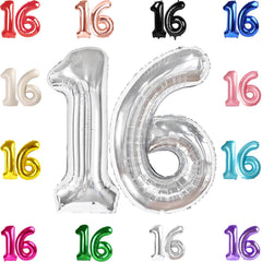 IWERP silver 16th birthday balloon, 40-inch, ideal photo backdrop