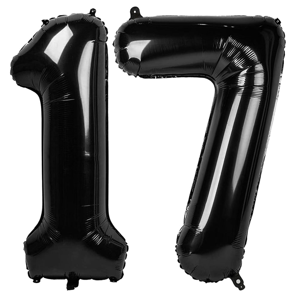 IWERP 17 balloon 40-inch black number for dramatic birthday backdrop.