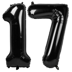 IWERP 17 balloon 40-inch black number for dramatic birthday backdrop.