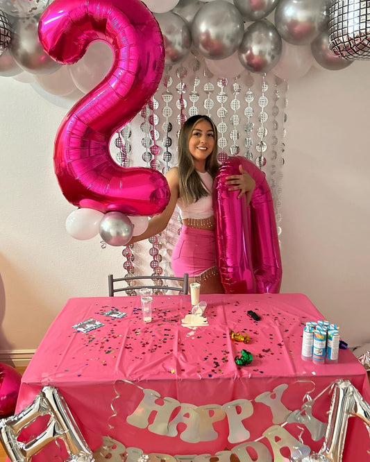 IWERP 17th birthday hot pink foil balloon enhances the party vibe