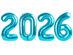 IWERP 2026 40-inch light blue balloon numbers create a striking NYE photo backdrop.