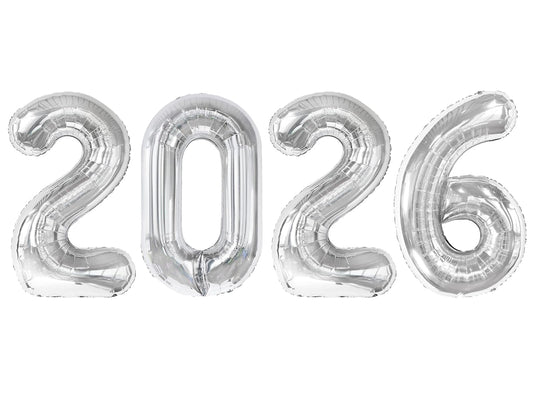 IWERP 2026 silver 40-inch balloon creates a bold New Year's focal point.