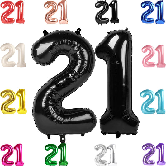 IWERP 21 balloon 40-inch black number, ideal backdrop for photos and party decor