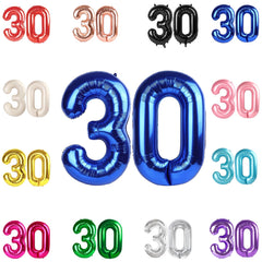 IWERP 30-number 40-inch metallic blue balloon for bold birthday decor.