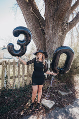 IWERP 30th birthday decor black balloon inflated for milestone photos