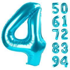 IWERP 4 blue 40-inch foil balloon serves as a bold party backdrop.