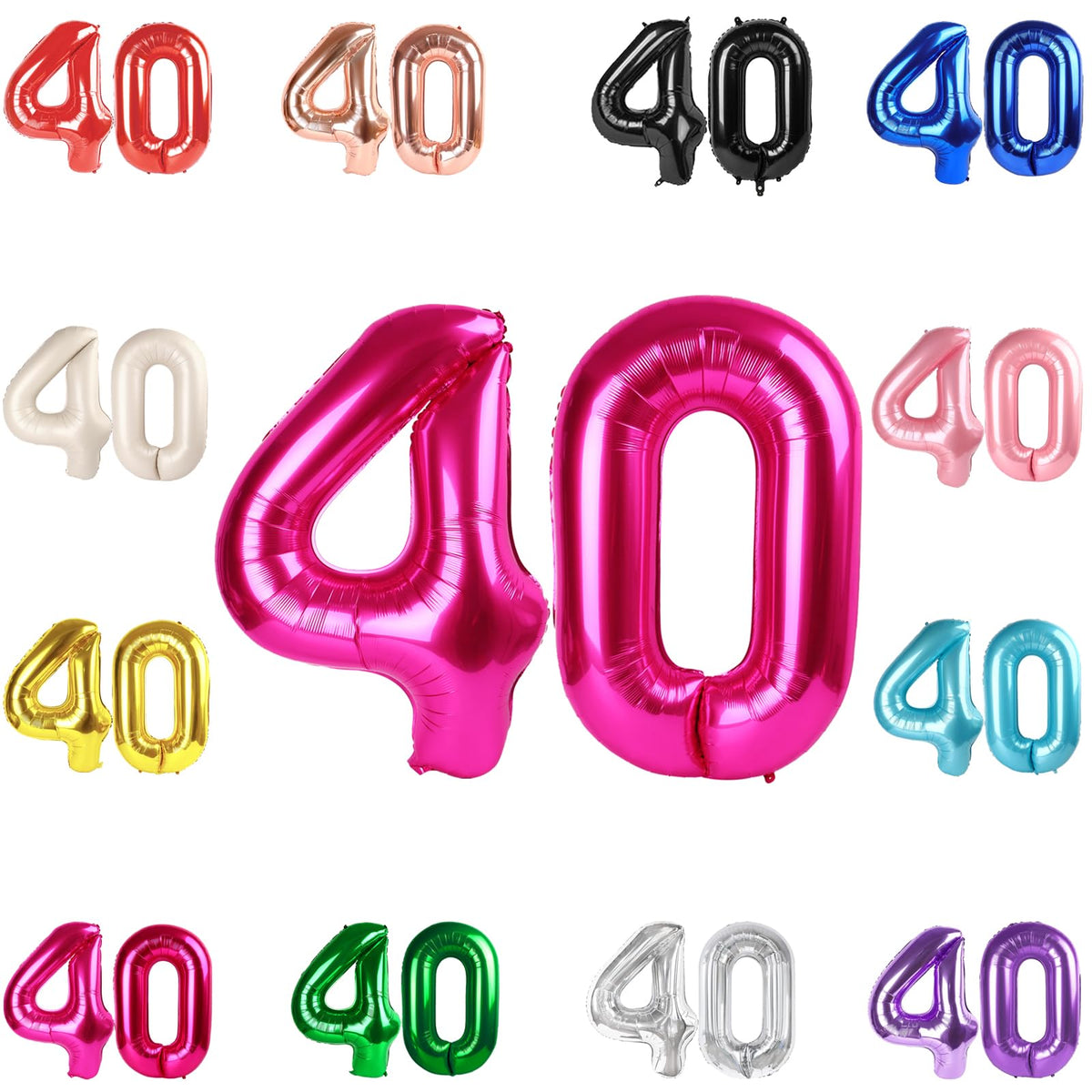 IWERP 40 balloon in hot pink for a festive 40th birthday backdrop.