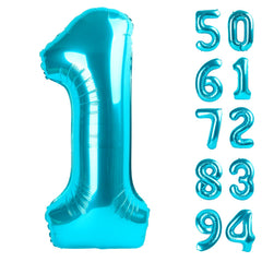 IWERP 40-inch blue number balloon serves as a bold birthday backdrop for photos.