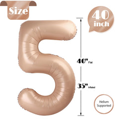 IWERP 40-inch number-5 balloon pairs with neutral party colors