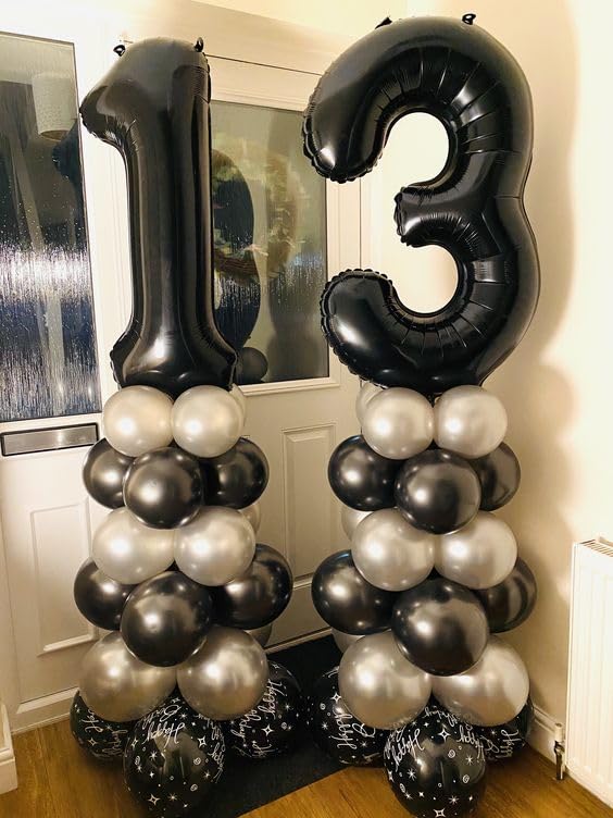 IWERP 40-inch black number balloon stands out in decor.