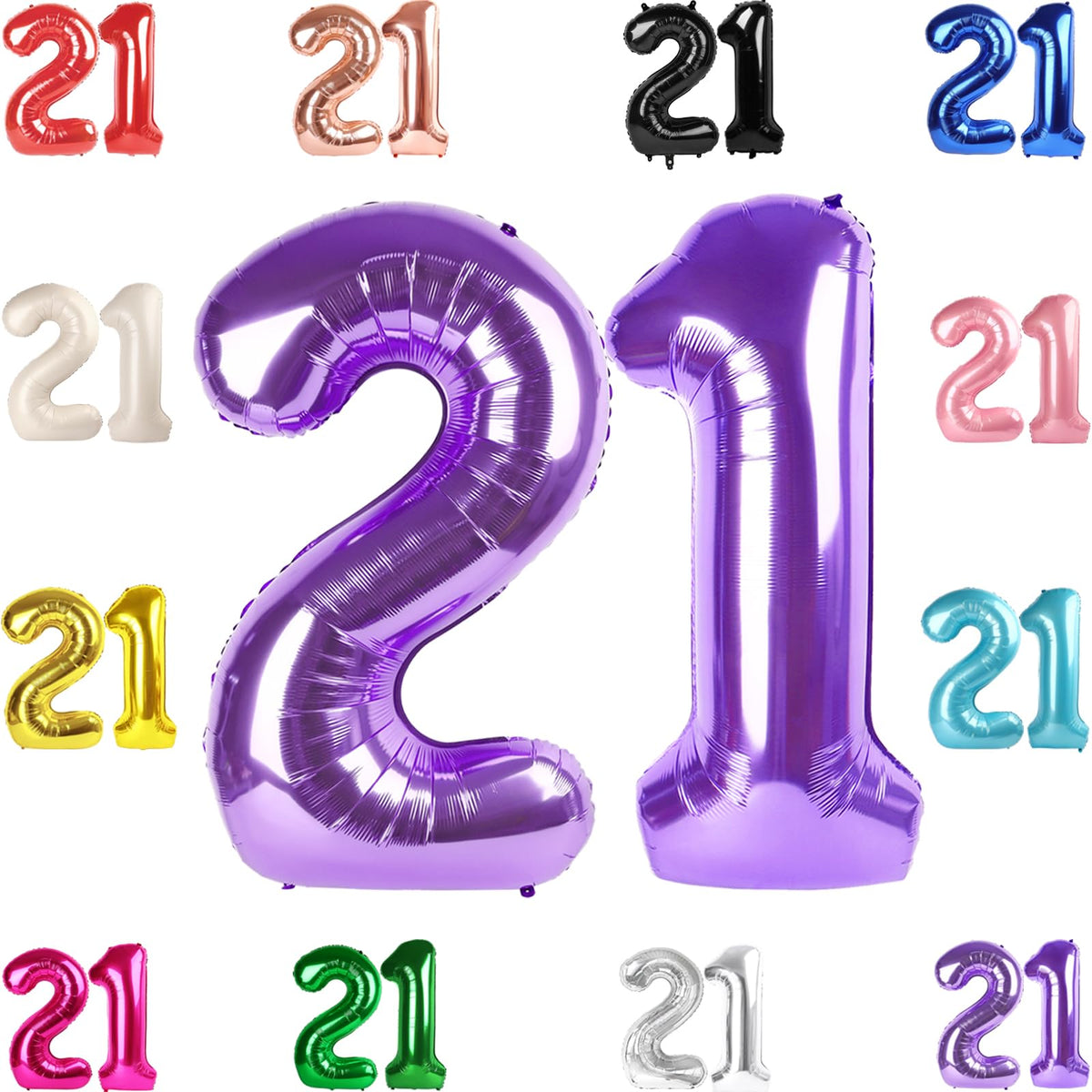 IWERP 40-inch purple 21 balloon creates a bold birthday backdrop