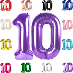 IWERP 40-inch purple number balloon for a 10th birthday, great photo backdrop.