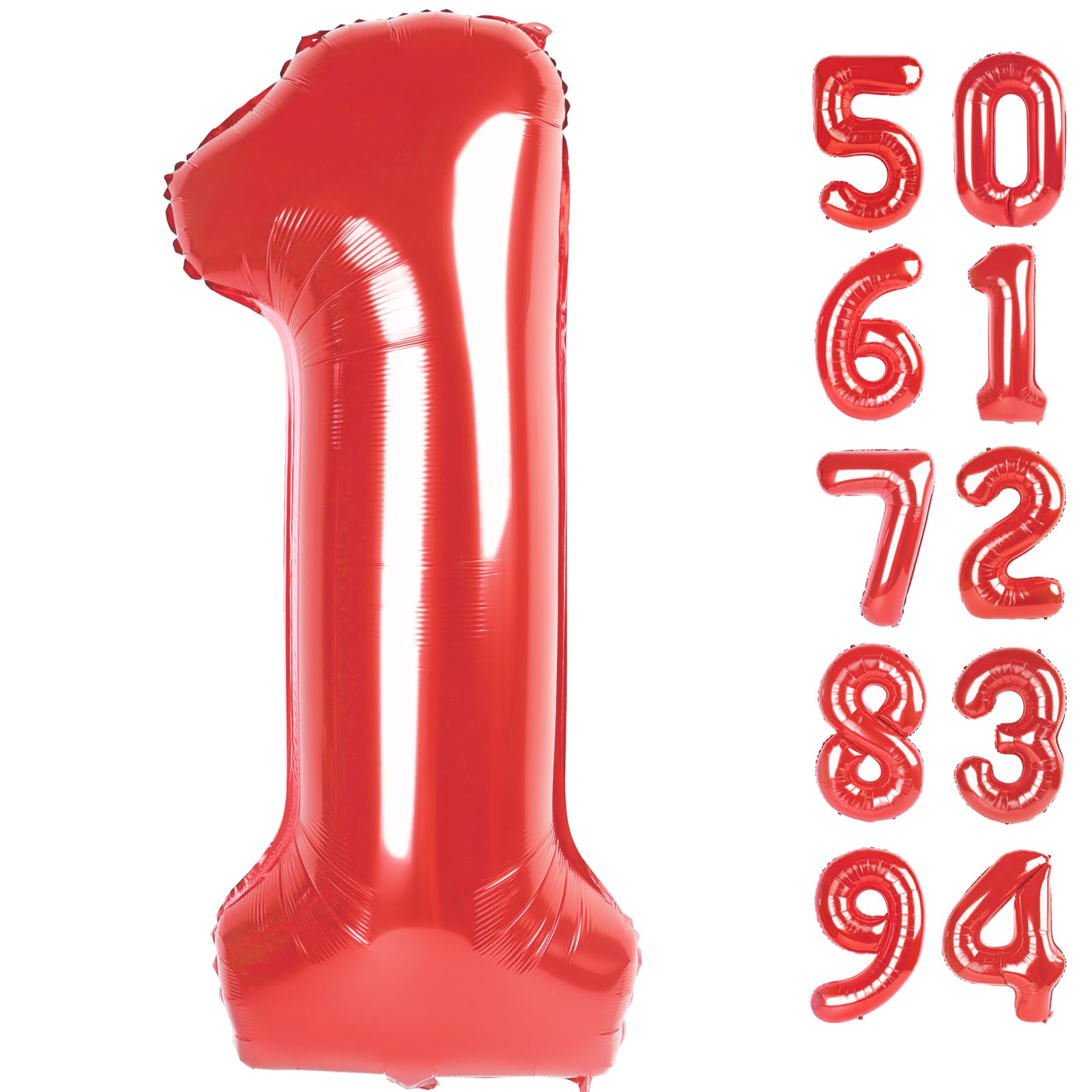 IWERP 40-inch red number one balloon closeup for vibrant birthday photos.