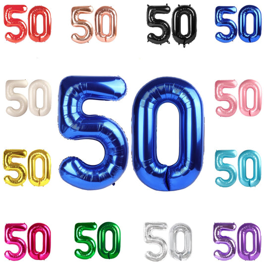 IWERP 50th birthday balloon 40-inch metallic blue decor for photo backdrop
