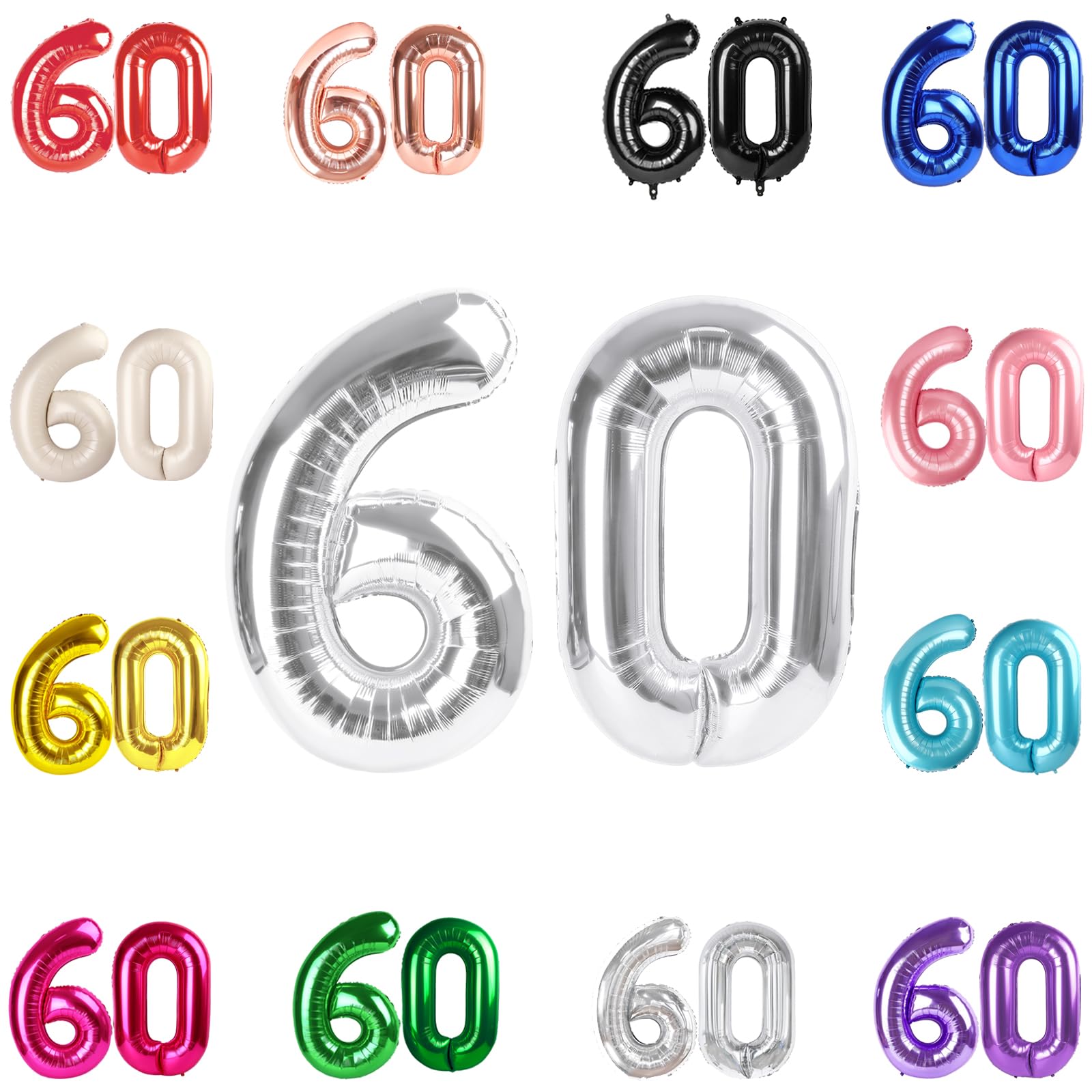 IWERP 60th birthday balloon 40-inch silver for a striking entrance display.