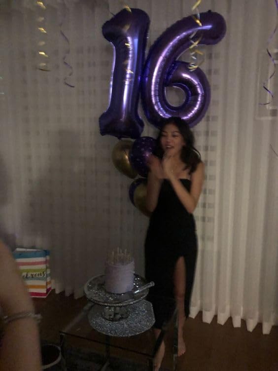 IWERP 60th birthday foil balloon adds elegant purple centerpiece