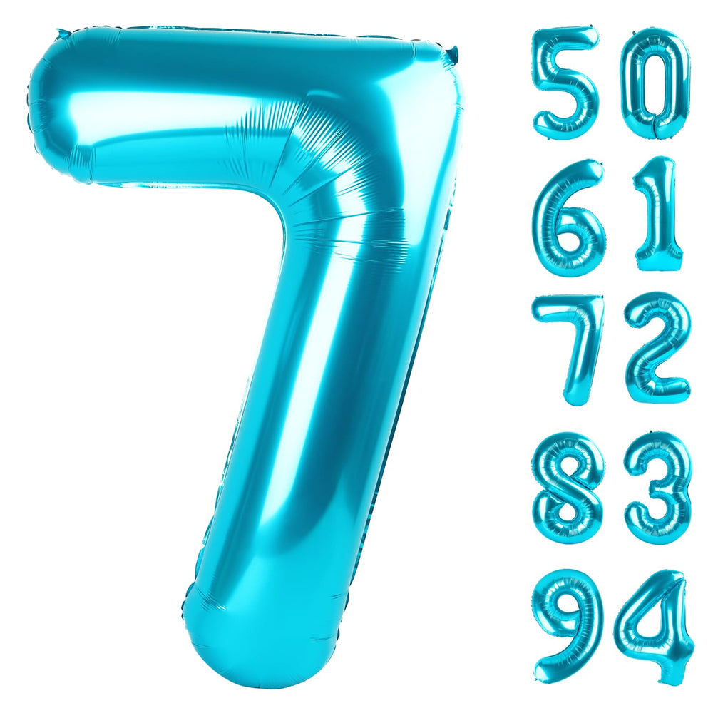 IWERP 7 blue number balloon, 40 inch, ideal birthday centerpiece for photos.