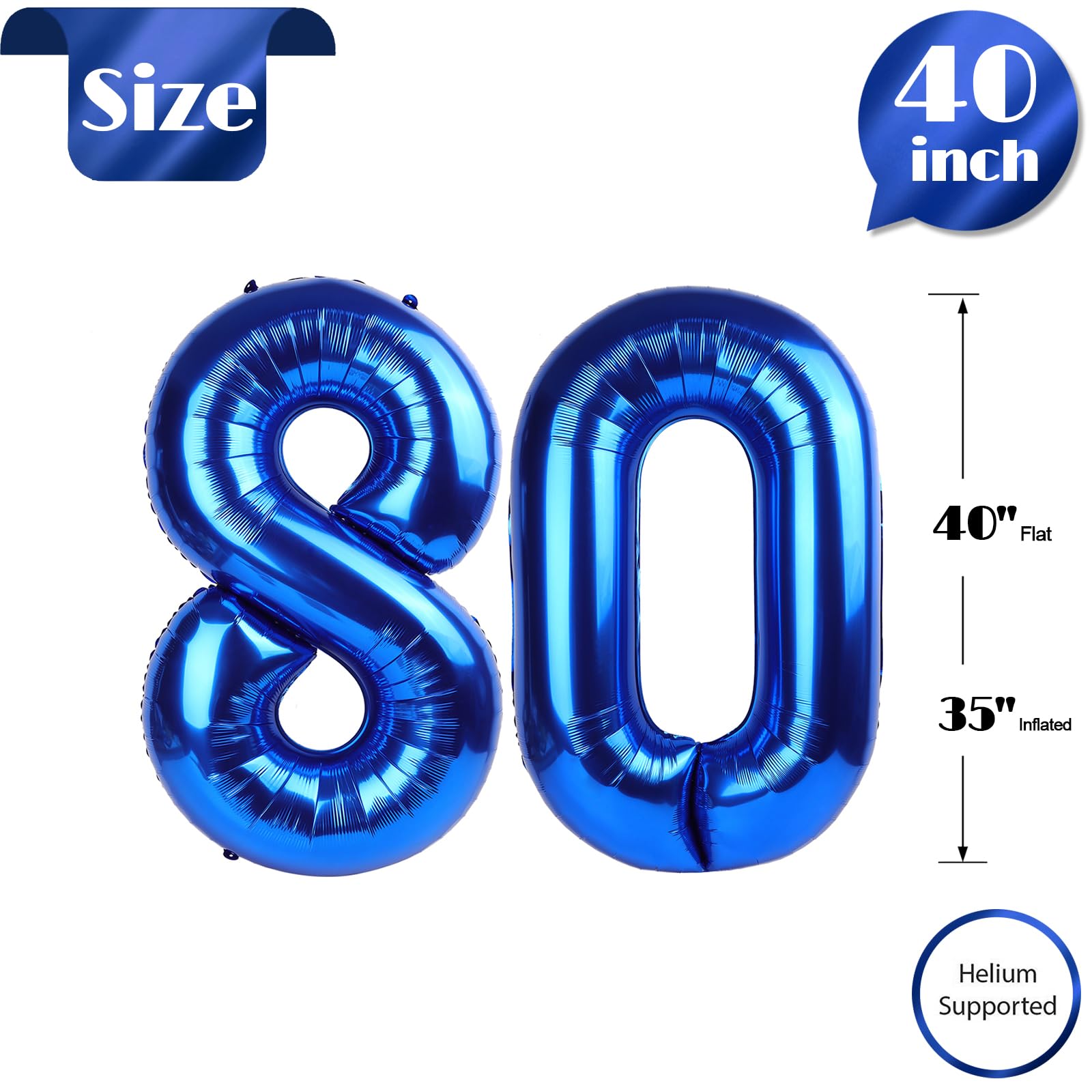 IWERP 80th birthday decor navy blue balloon for mix-and-match with other numbers.