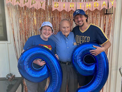 IWERP blue 90th birthday foil balloon enhances party decor and keepsakes.