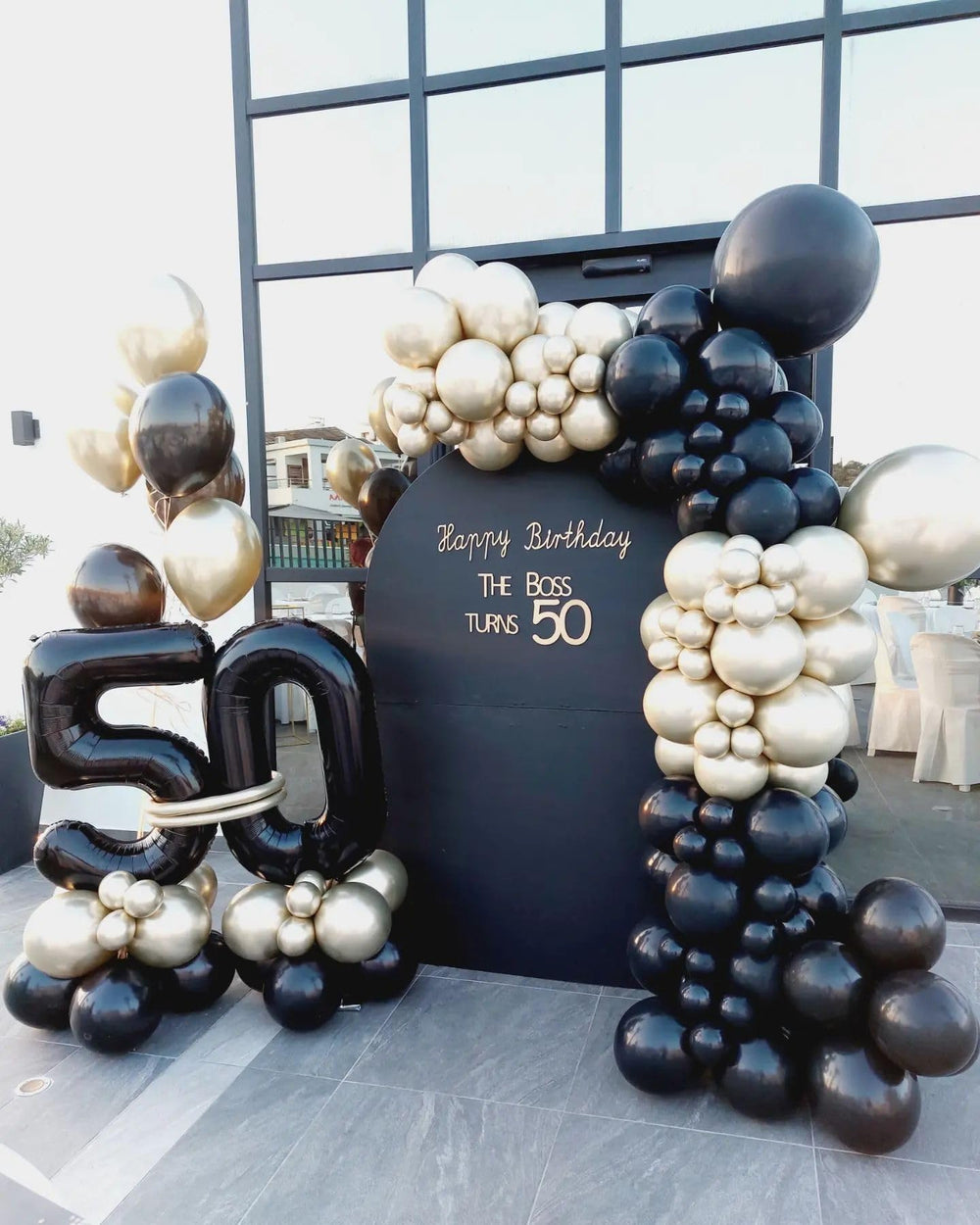IWERP balloon numbers 40-foil decor for matching black theme.