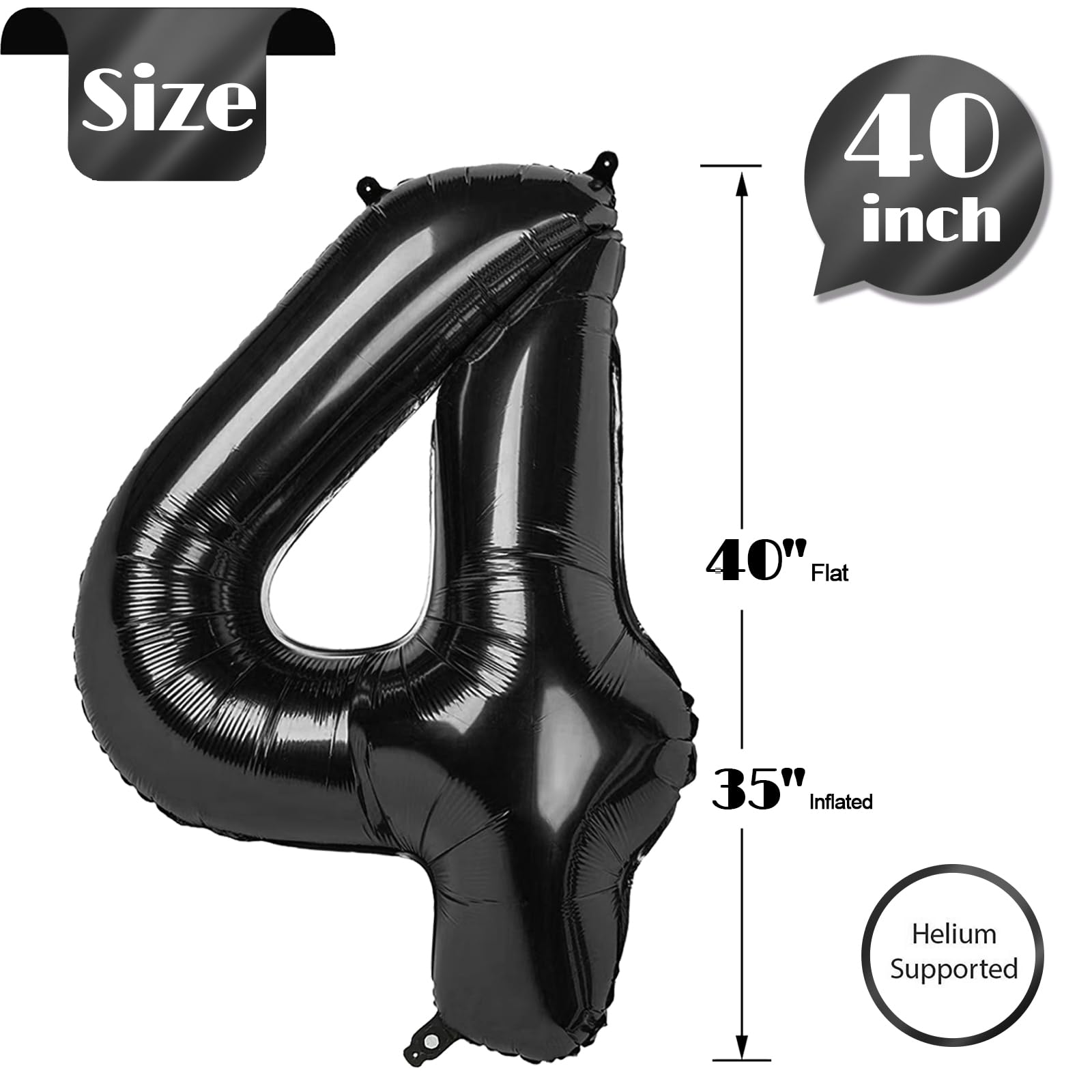 IWERP 4th birthday black balloon stands out as a reusable keepsake after the party.