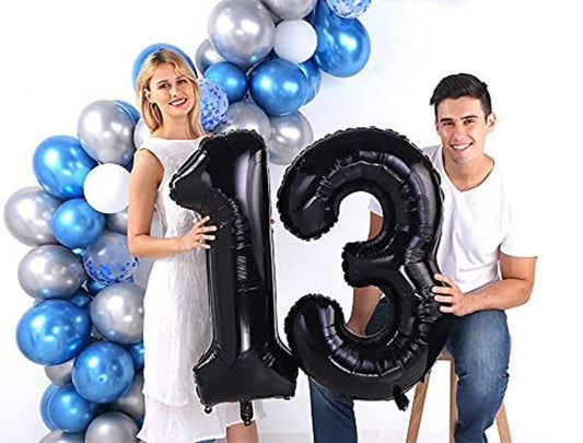 IWERP black 13 balloon serves as a photo prop for milestone celebrations.