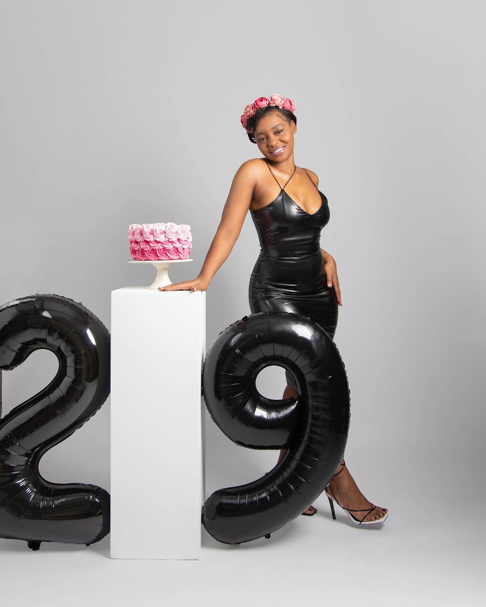 IWERP black 19th birthday balloon stage backdrop enhances the party visual.