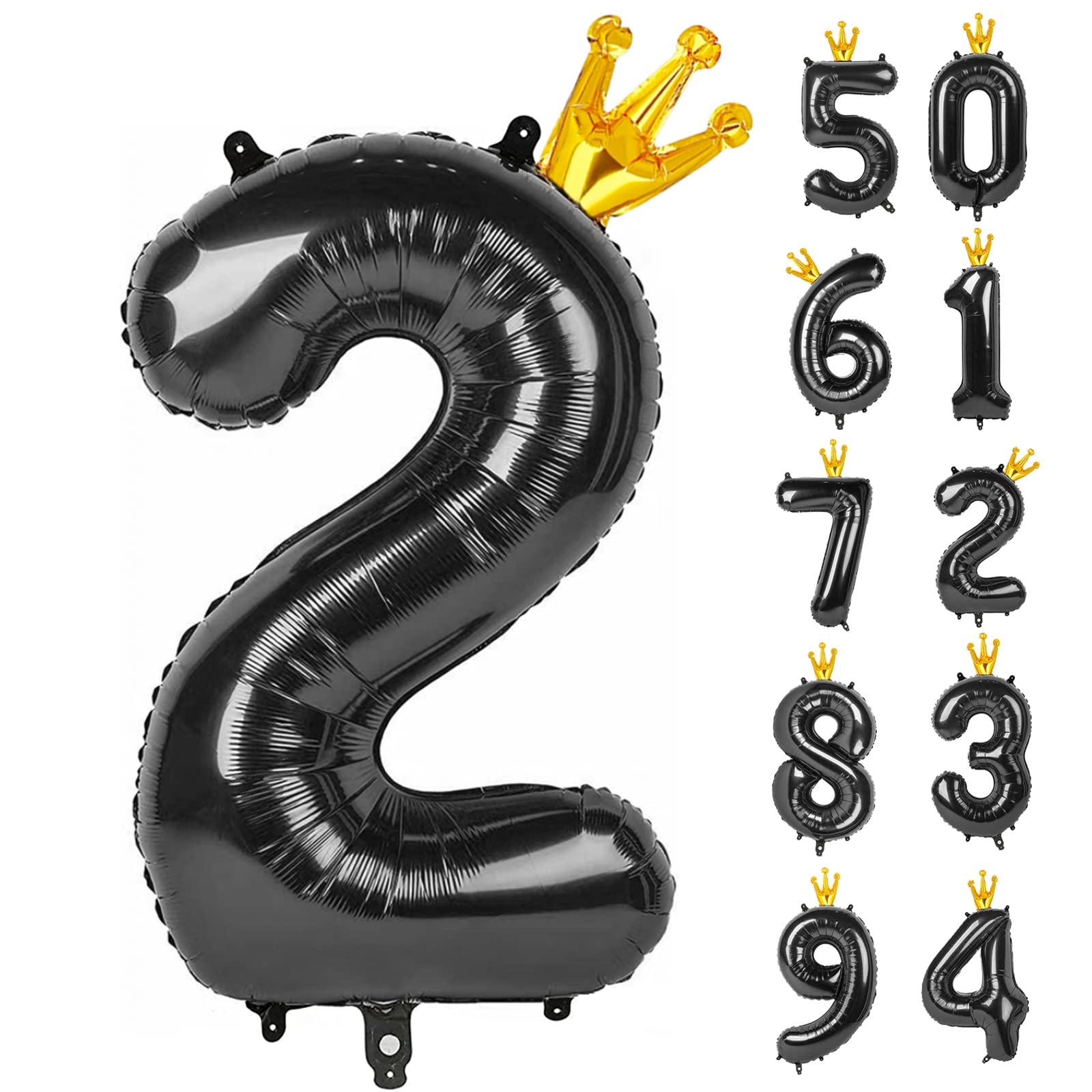 IWERP Black 2 Balloon, 40-inch centerpiece for a bold 2nd birthday backdrop.