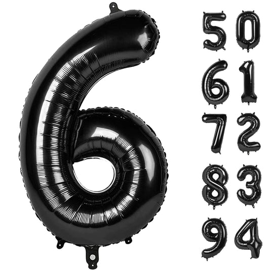 IWERP black 40-inch number balloon creates a bold photo backdrop for birthdays.