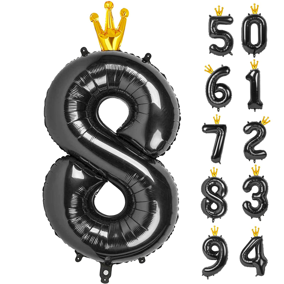 IWERP Black 8-number balloon 40-inch, bold centerpiece for birthday celebrations.