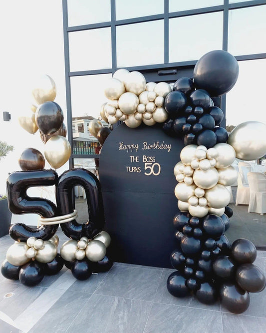 IWERP black foil 50 balloon for elegant milestone celebrations and photo-worthy moments.