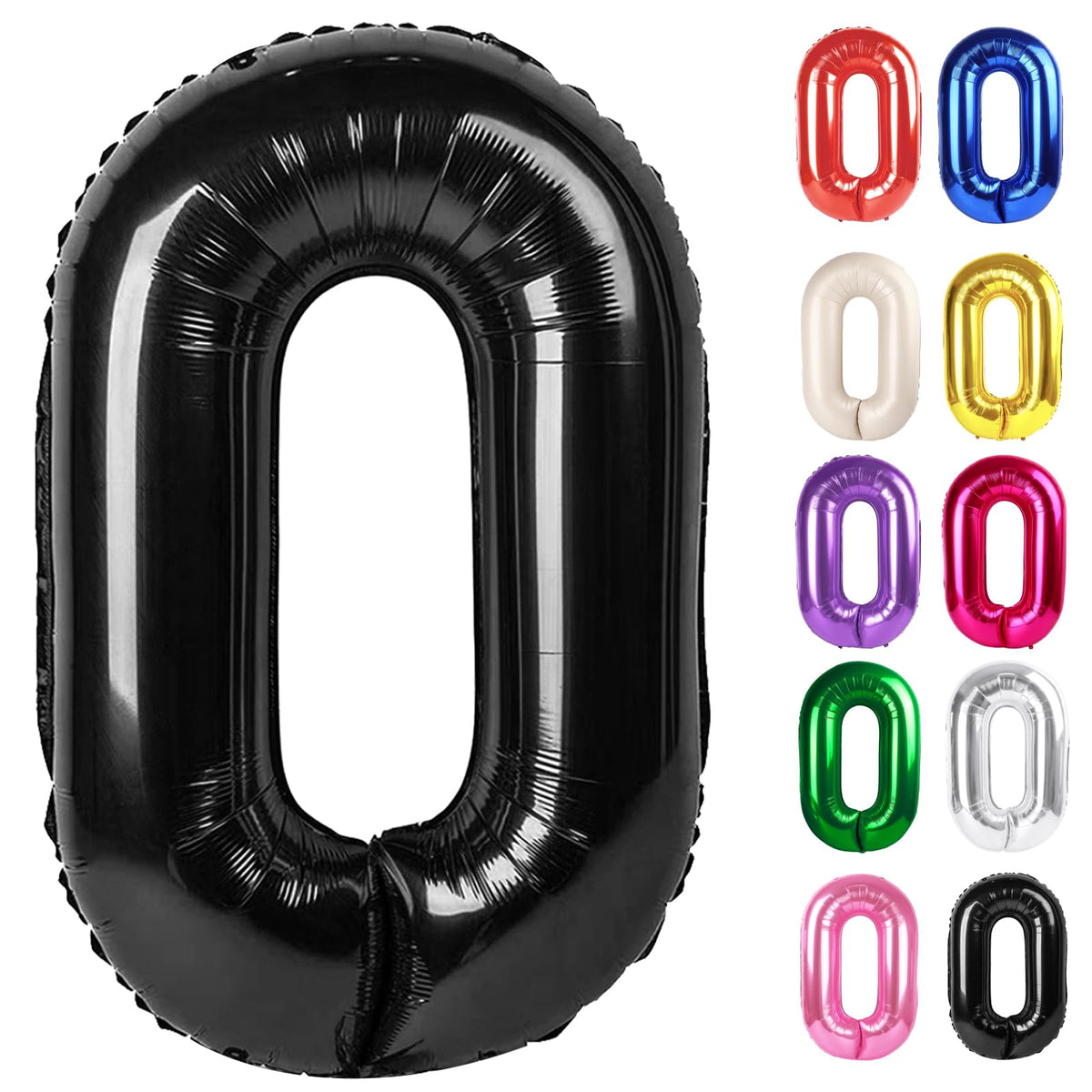 IWERP black number 0 balloon 40 inch front view for elegant birthday decor