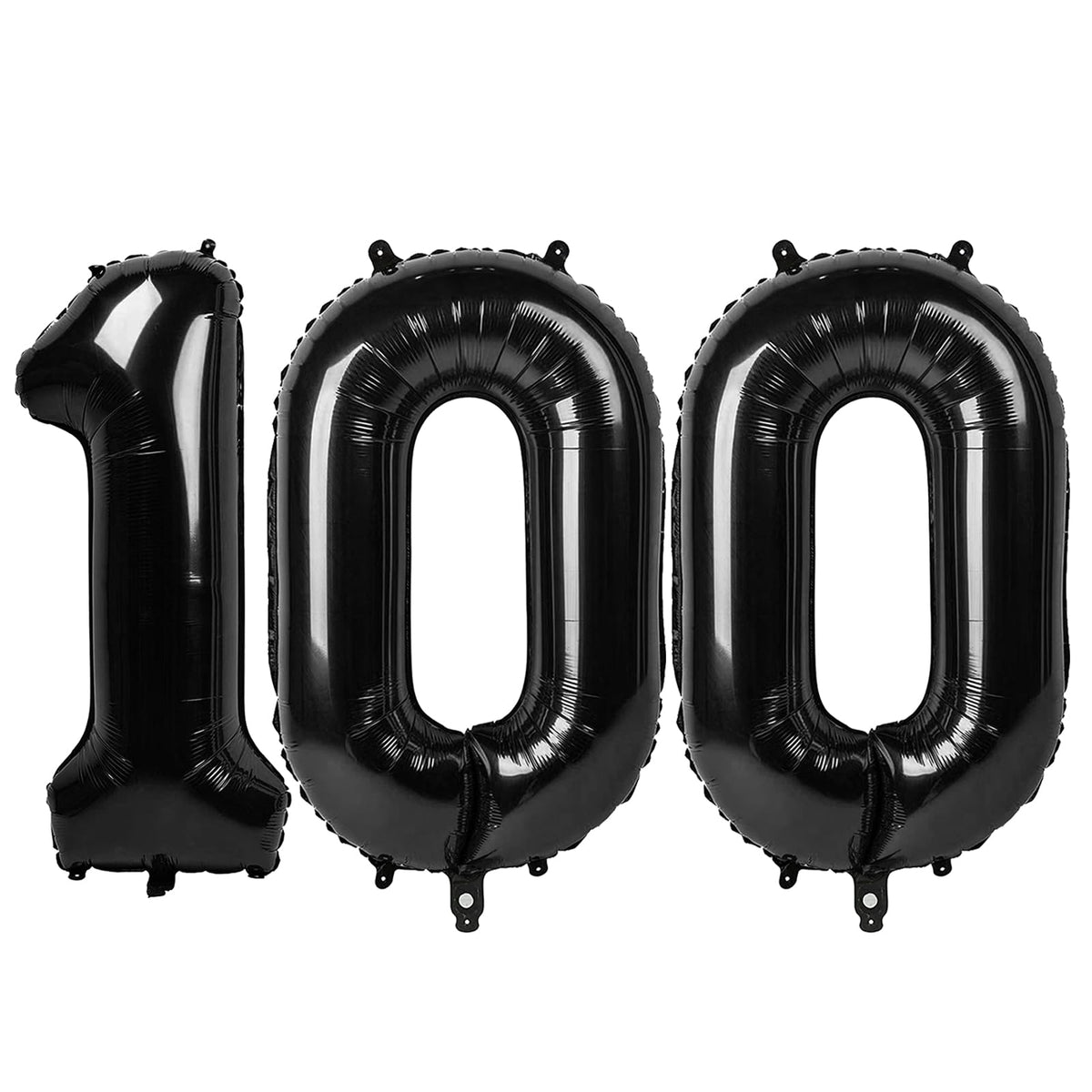 IWERP 40-inch black 100 balloon front view, ideal centerpiece for birthday photos.