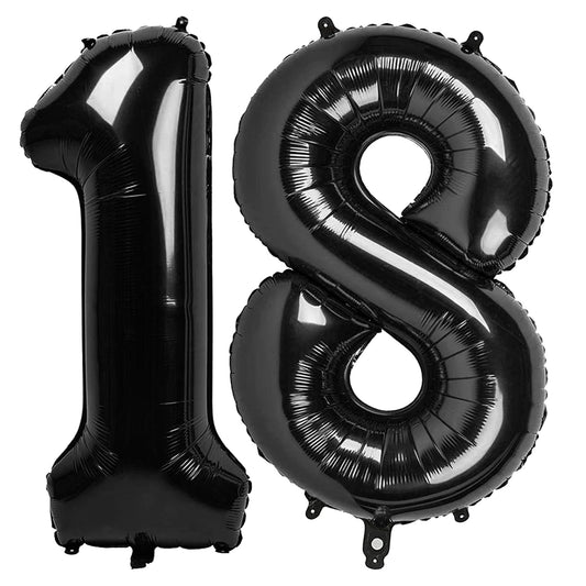 IWERP Black Number 18 balloon 40 inch for bold birthday photos.