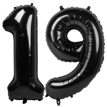 IWERP Black Number 19 balloon, 40-inch, bold birthday centerpiece.