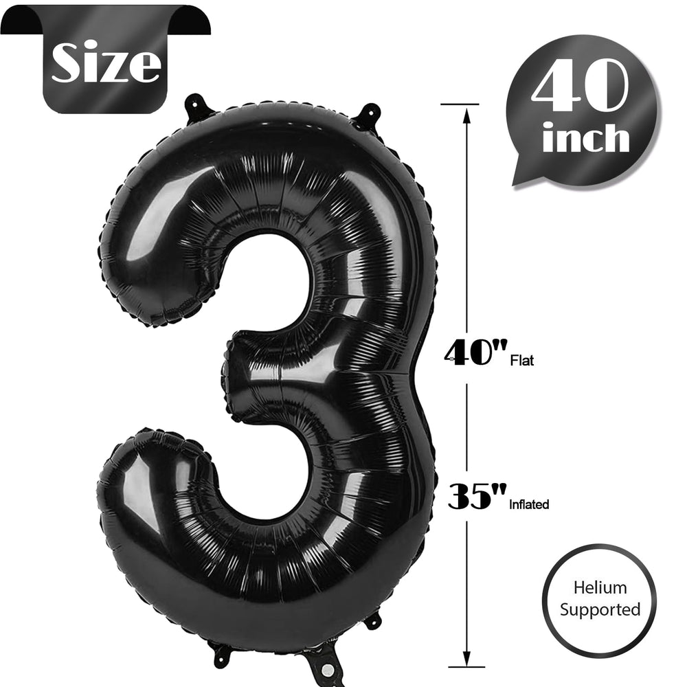 IWERP Helium-floating Black Number 3 Balloon adds dynamic height