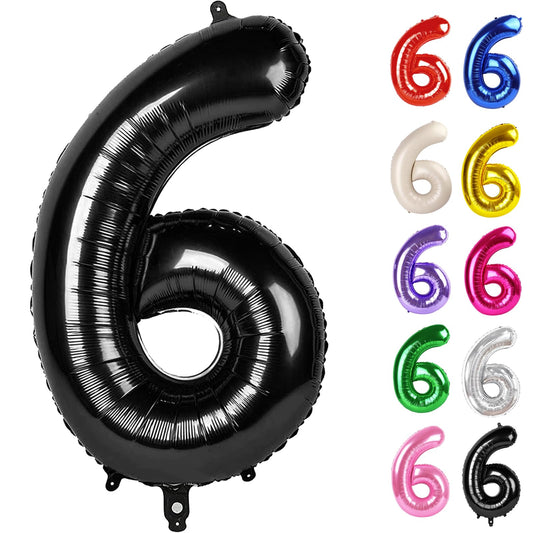 IWERP black number 6 balloon 40 inch as bold centerpiece and photo backdrop.