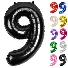 IWERP Black Number 9 balloon 40-inch setup creates a bold party backdrop.