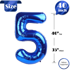 IWERP blue 5th birthday foil balloon as a focal party prop.
